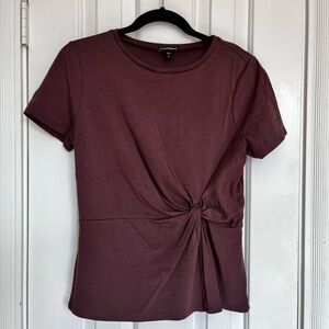 Express Twisted Knot Front Eggplant Tee